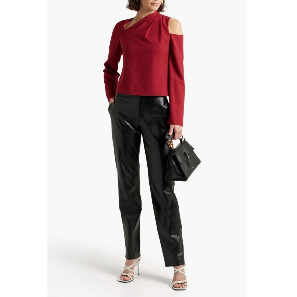 Jonathan Simkhai | Cutout Crepe De Chine Top in Crimson Red NEW Size 8